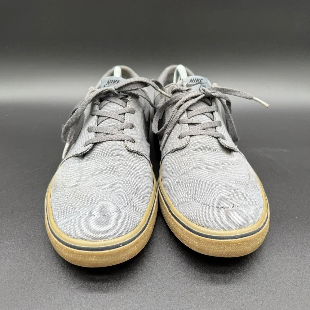 Nike SB Portmore II 2 Solar CNVS Gray/Wht Canvas Skateboard Shoes Men's Size 12
